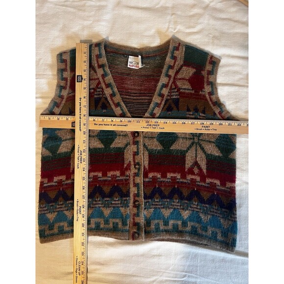 Vintage Southwestern Navajo Inspired Sweater Vest Button Front L Preppy Boho - Picture 5 of 6